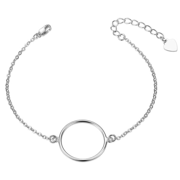 bracelet fête des mères Shegrace en Argent Sterling Plaqué Rhodium au Design Simple avec Cercle - Platine