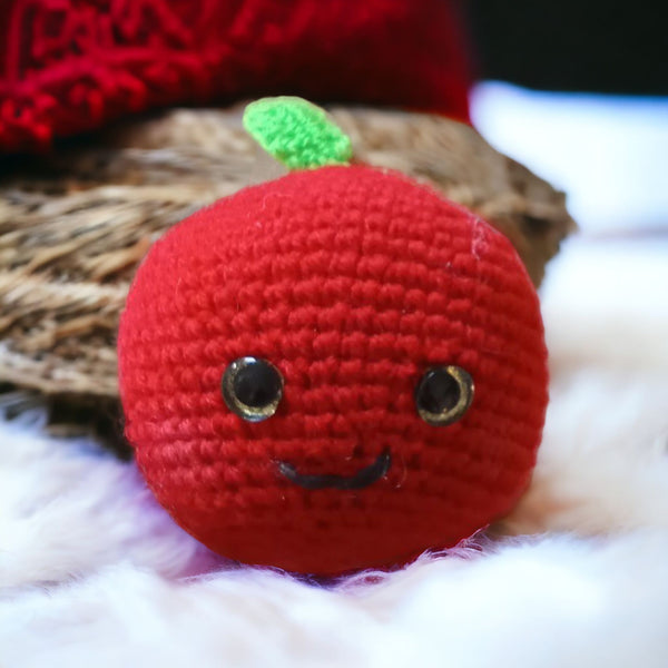 Amigurumi Kawaii Pomme Rouge au Crochet - Modèle Unique - Mignonne et Faite Main