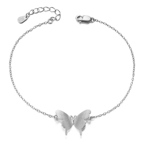 bracelet fête des mères à Maillons en Argent Sterling Plaqué Rhodium Shegrace au Design Unique - Papillon et Rallonges de Chaîne Aléatoires - Platine