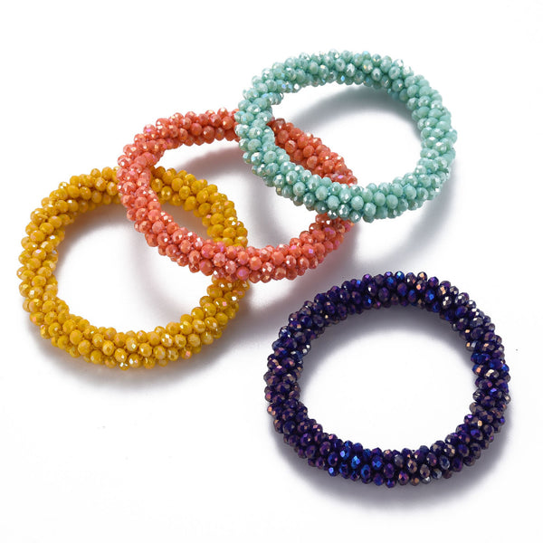 bracelet fête des mèress Extensibles en Perles de Verre Facettées - Éclat Abstrait pour un Style Élégant