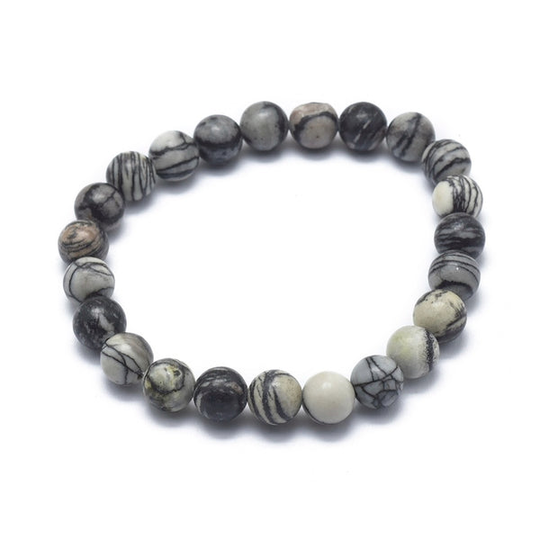 Bracelet extensible en perles de pierre naturelle