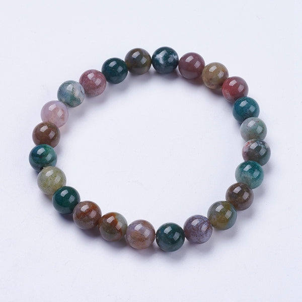 Bracelet extensible en perles d'agate indien naturelle