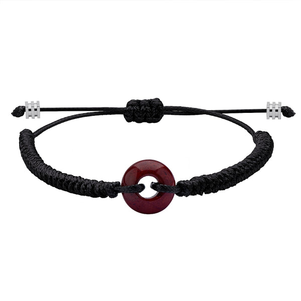 Bracelet de perles tressées donut en jaspe rouge naturel